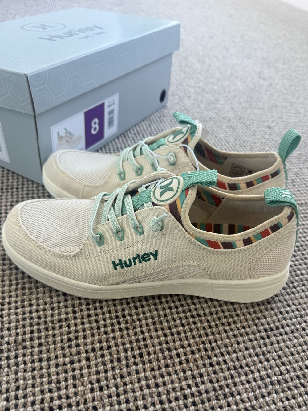 Hurley Cream Sneakers with Mint Accents